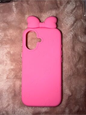 Pink Bow Silicone Phone Case for Women